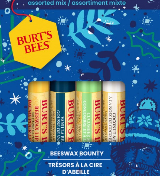 Burts Bees Beeswax Bounty Assorted Mix Lip Balms Gift Set (Blue Box)