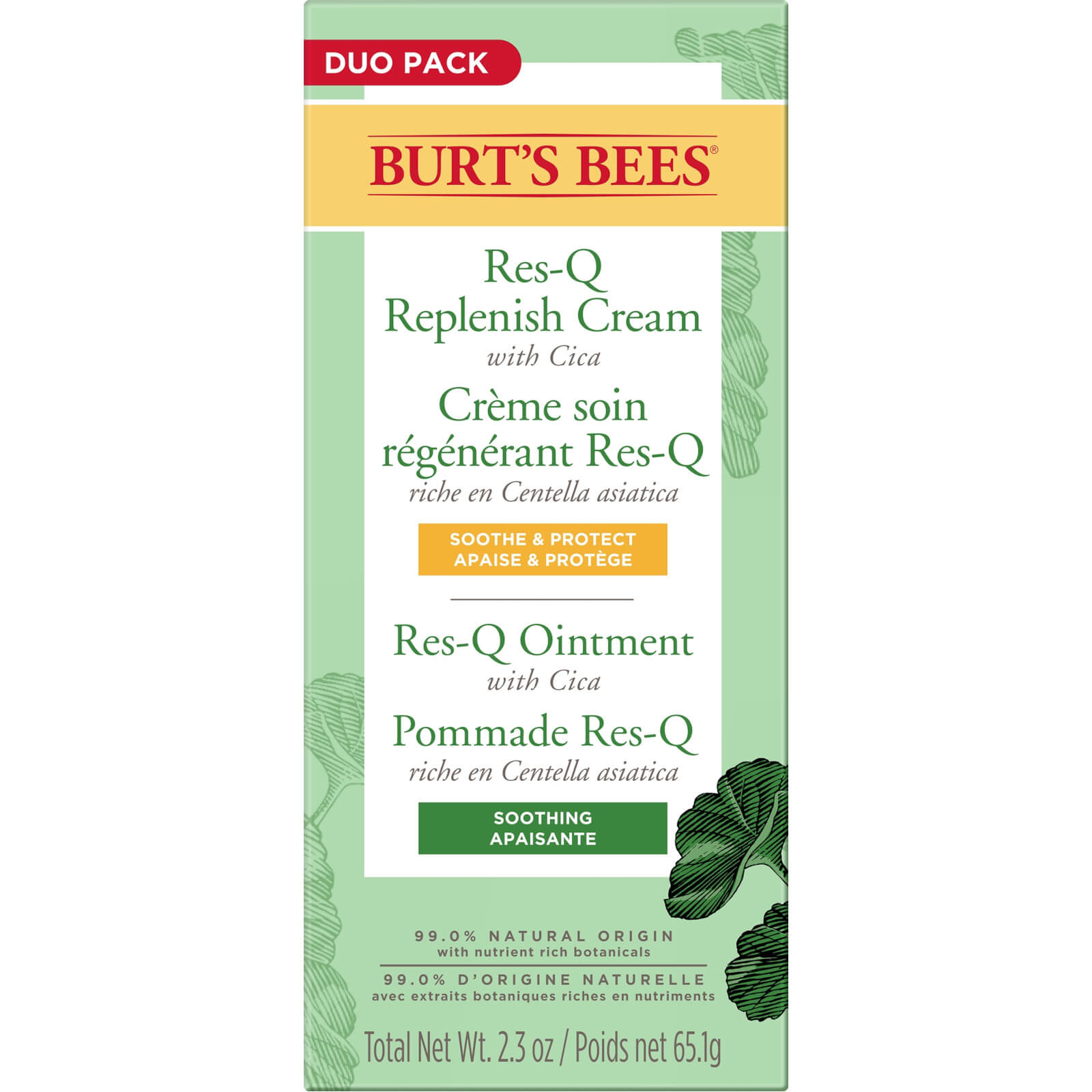 Burts Bees Res-Q Replenish Cream + Ointment Duo Pack 65.1g