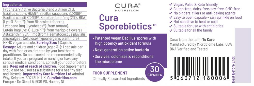 Cura Nutrition Cura Sporebiotics 30's