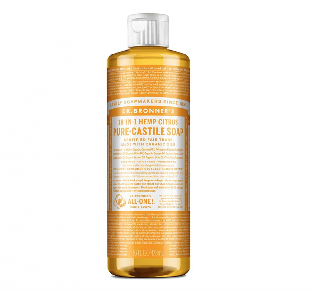 Dr Bronner's Magic Soaps 18-in-1 Hemp Citrus Orange Pure-Castile Liquid Soap