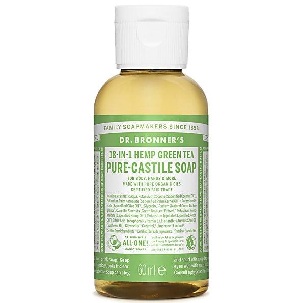 Dr Bronner's Magic Soaps 18-in-1 Hemp Green Tea Pure-Castile Liquid Soap 60ml - Approved Vitamins