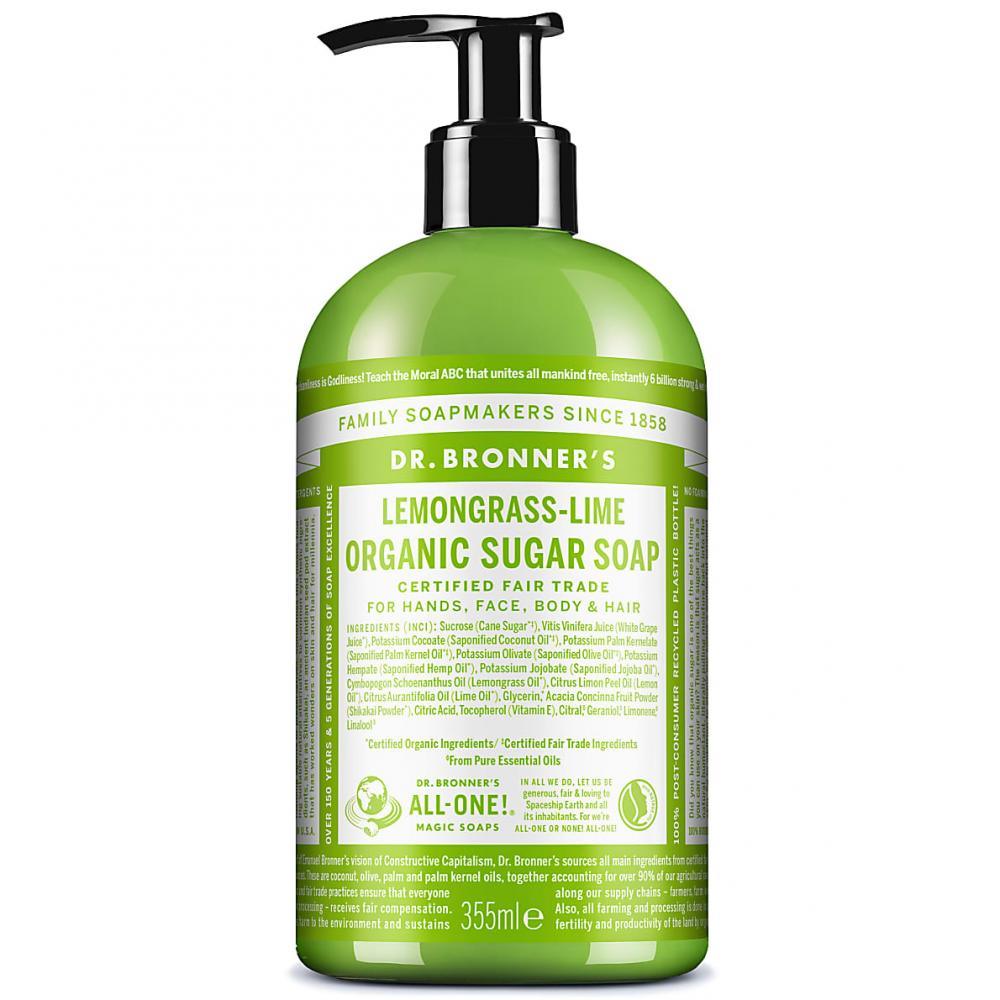Dr Bronner's Magic Soaps 4-In-1 Sugar Lemongrass Lime Organic Pump Liquid Soap 355ml - Approved Vitamins