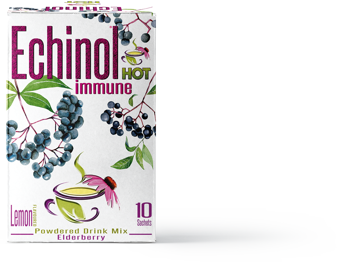 Echinol Hot Immune Powdered Drink Mix Lemon Flavoured with Elderberry 10's