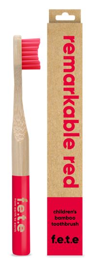 F.E.T.E Children's Bamboo Toothbrush - Remarkable Red (single)