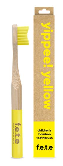 F.E.T.E Children's Bamboo Toothbrush - Yippee Yellow (single)