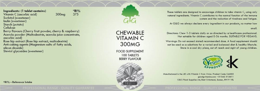 G&G Vitamins Chewable Vitamin C 300mg 100's