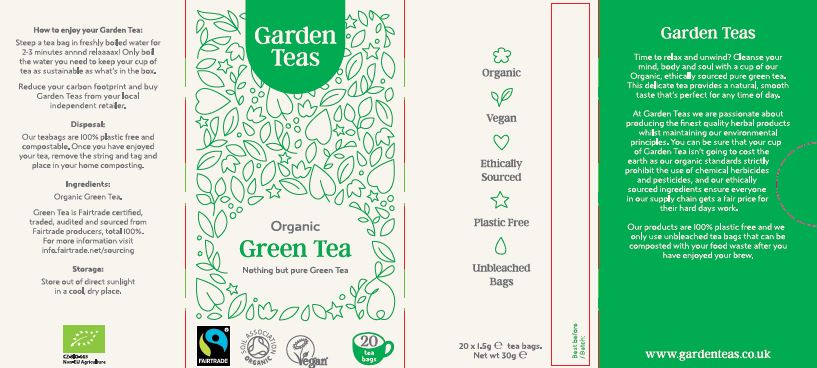 Garden Teas Organic Fairtrade Green Tea 20 Teabags