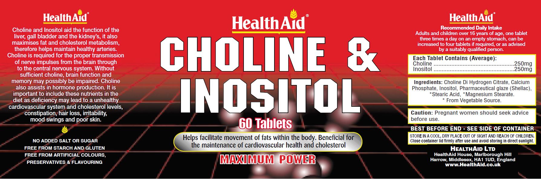 Health Aid Choline & Inositol (Maximum Power) 60's