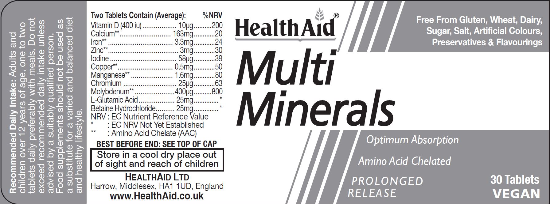Health Aid Multi Minerals Prolonged Release 30's