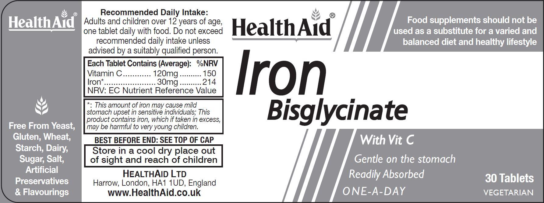 Health Aid Iron Bisglycinate  30's - Approved Vitamins