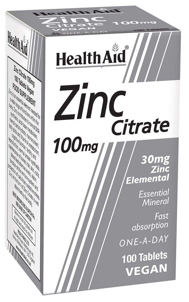 Health Aid Zinc Citrate 100mg 100's