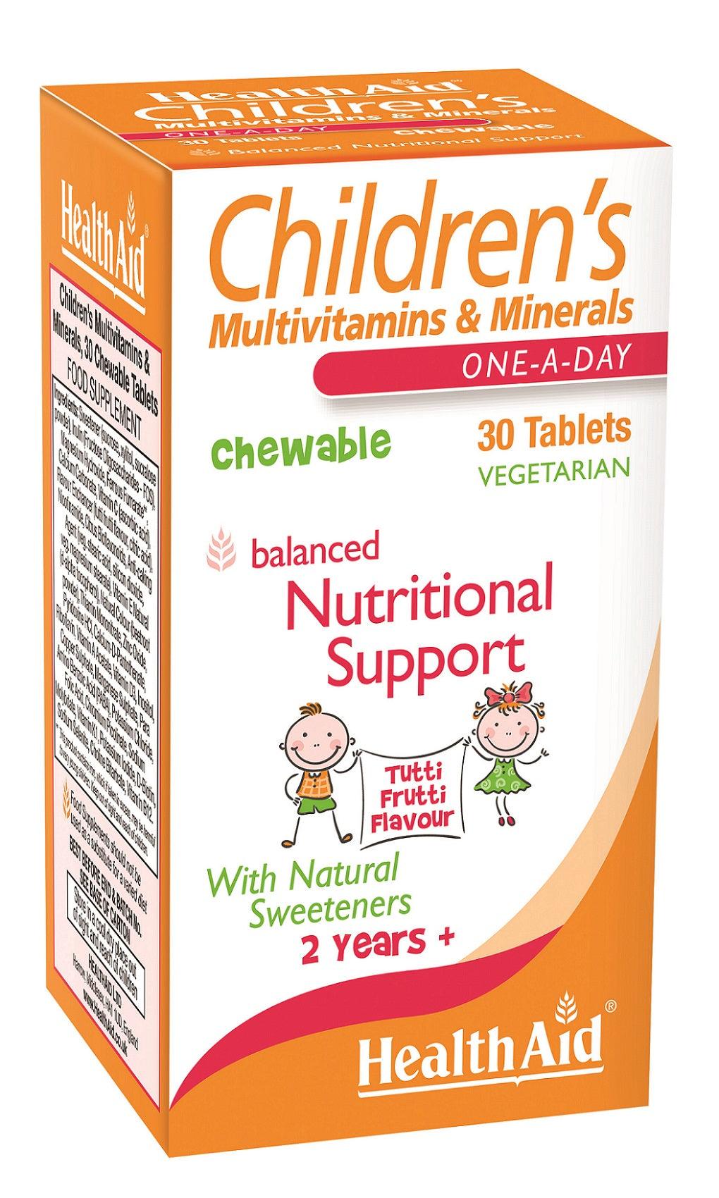 Health Aid Children's Multivitamins & Minerals Tutti Fruity Flavour 30's - Approved Vitamins