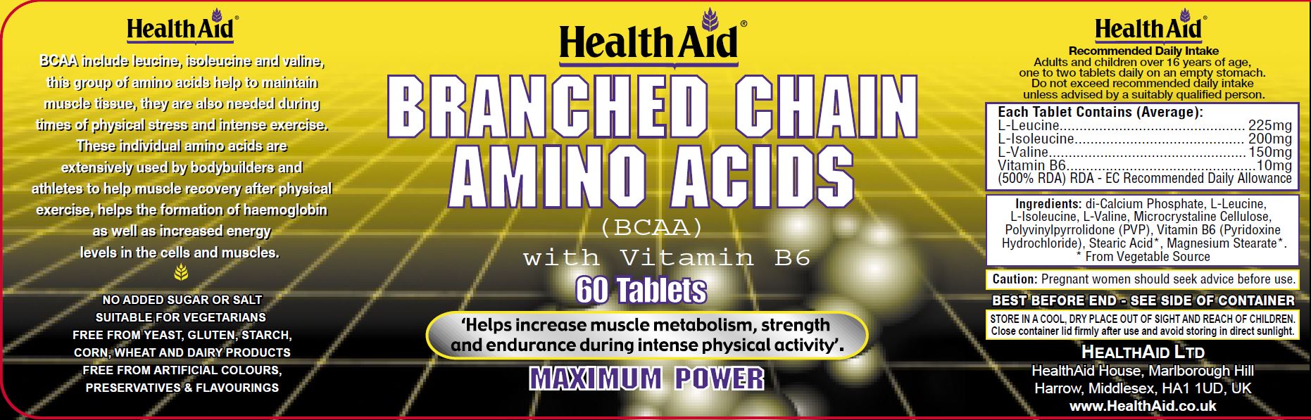 Health Aid Branched Chain Amino Acids 60's