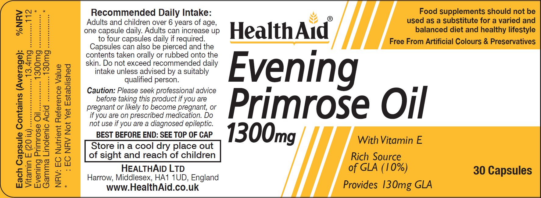 Health Aid Evening Primrose Oil 1300mg  30's