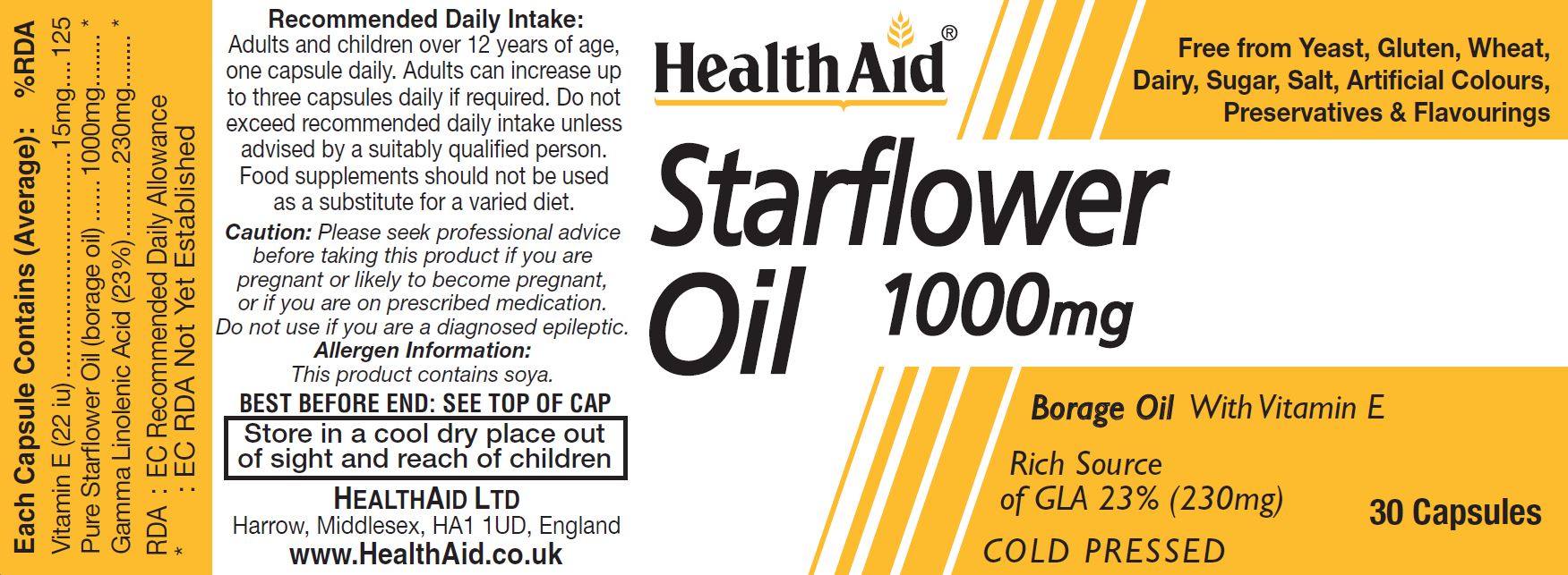 Health Aid Starflower Oil 1000mg 30's