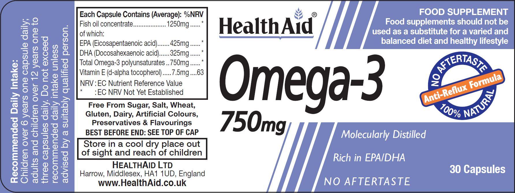 Health Aid Omega-3 750mg 30's - Approved Vitamins