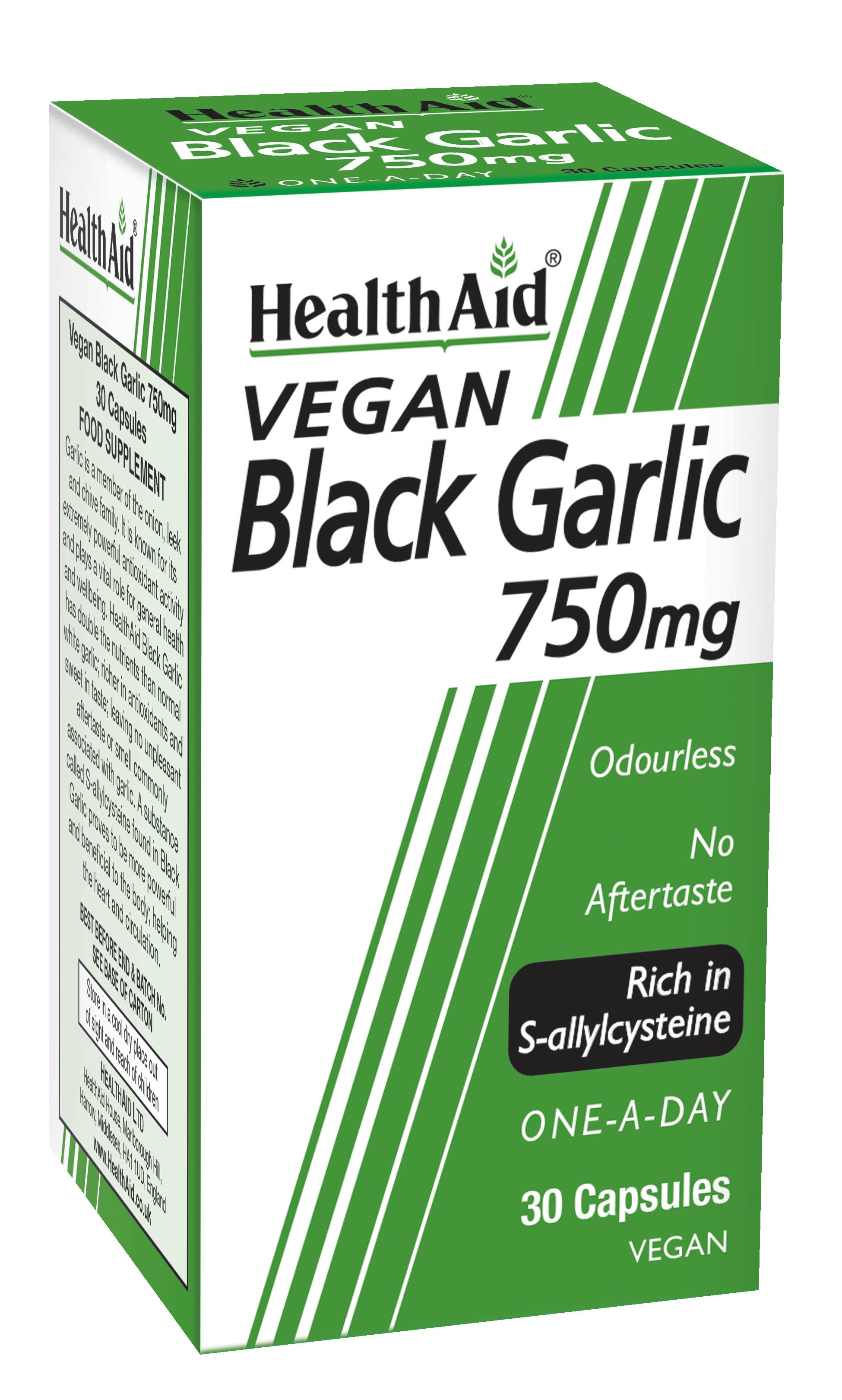 Health Aid Vegan Black Garlic 750mg 30's