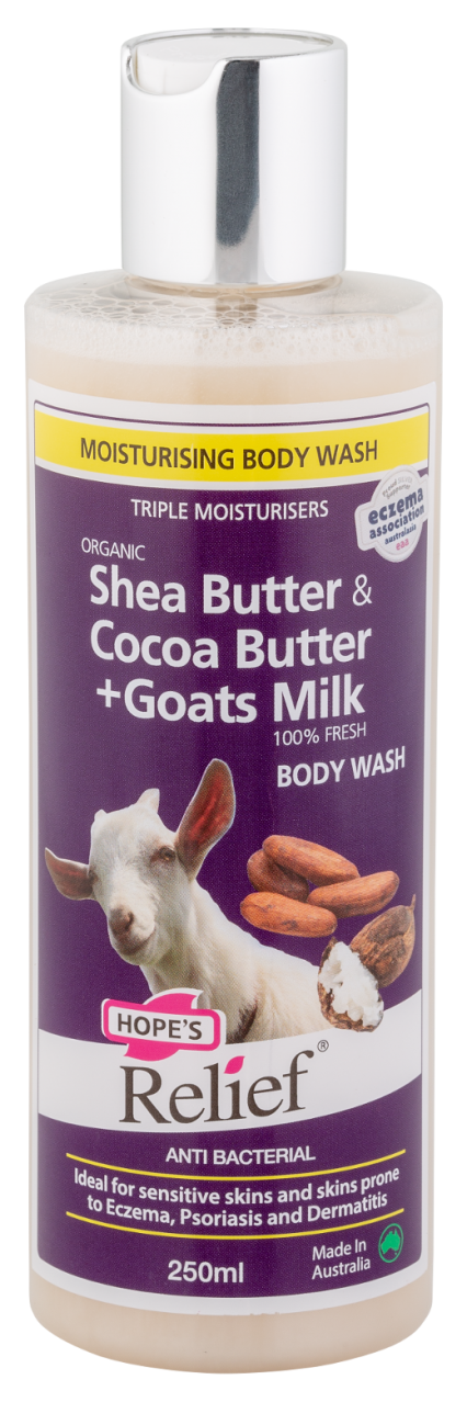 Hope's Relief Organic Shea Butter & Cocoa Butter + Goats Milk Body Wash 250ml