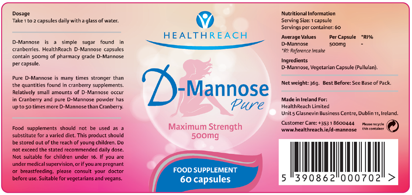 Health Reach D-Mannose Pure 500mg 60's