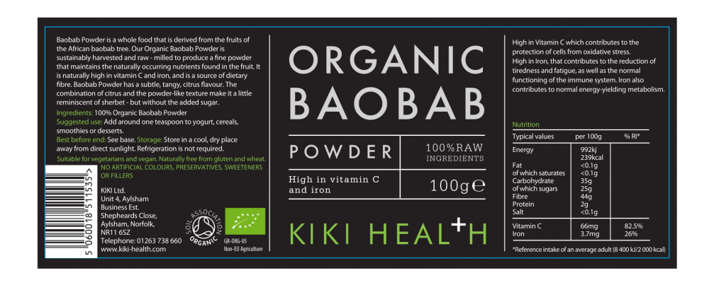 Kiki Health Organic Baobab Powder 100g