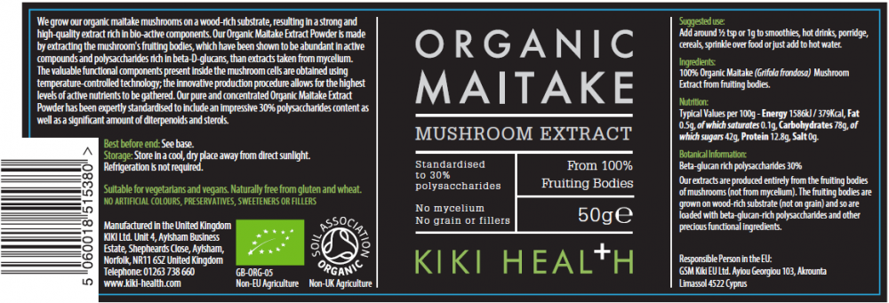 Kiki Health Organic Maitake Mushroom Extract Powder 50g