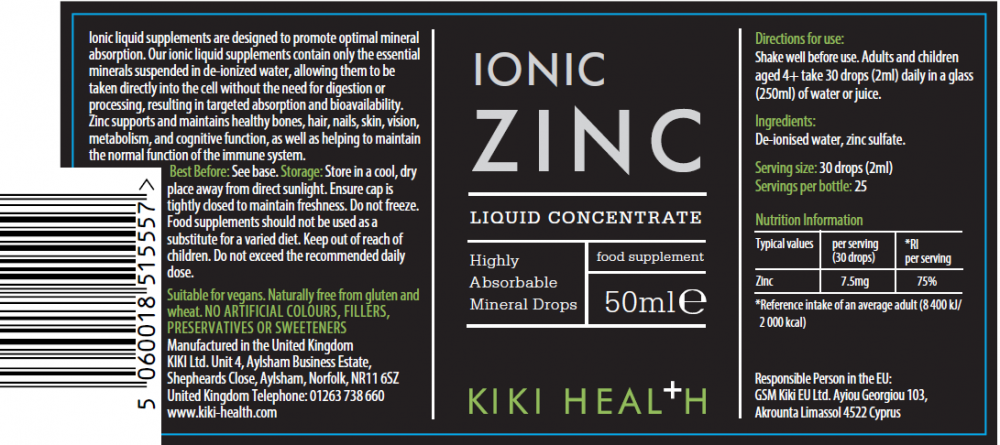 Kiki Health Ionic Zinc Liquid Concentrate 50ml