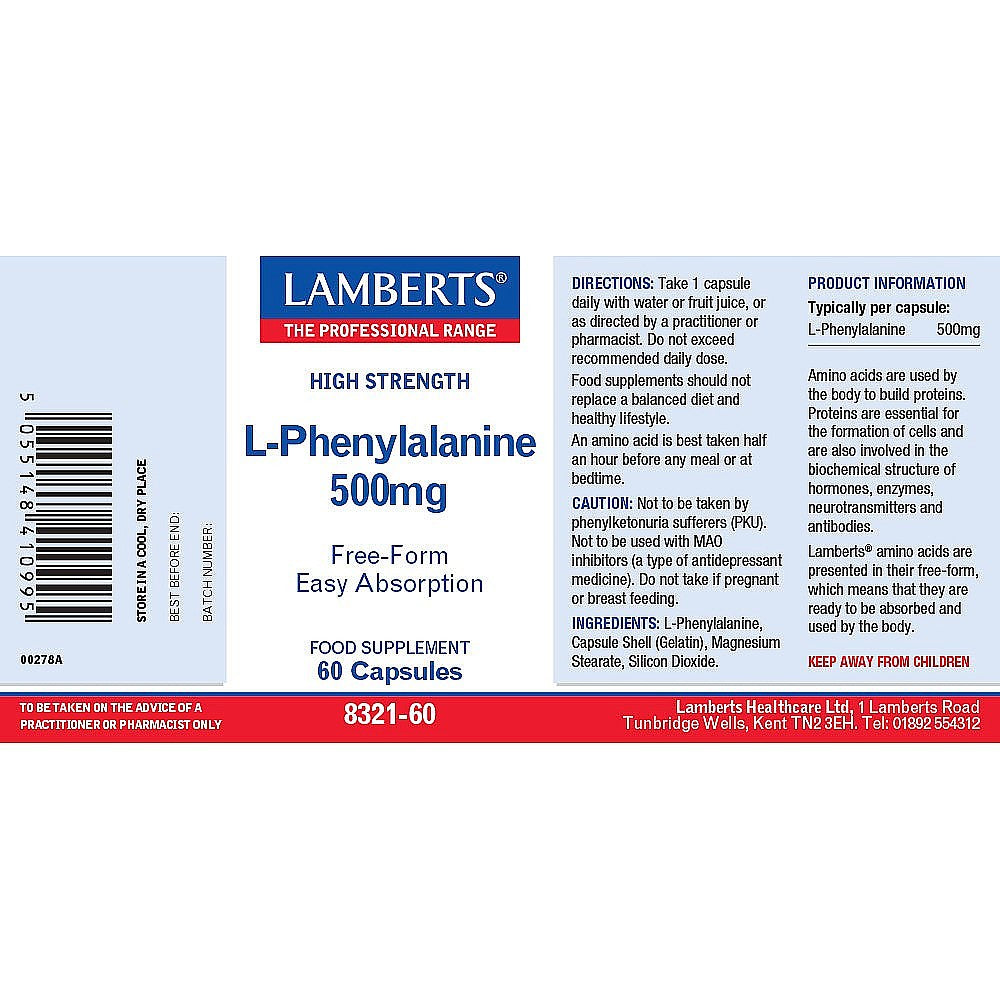 Lamberts L-Phenylalanine 500mg 60's