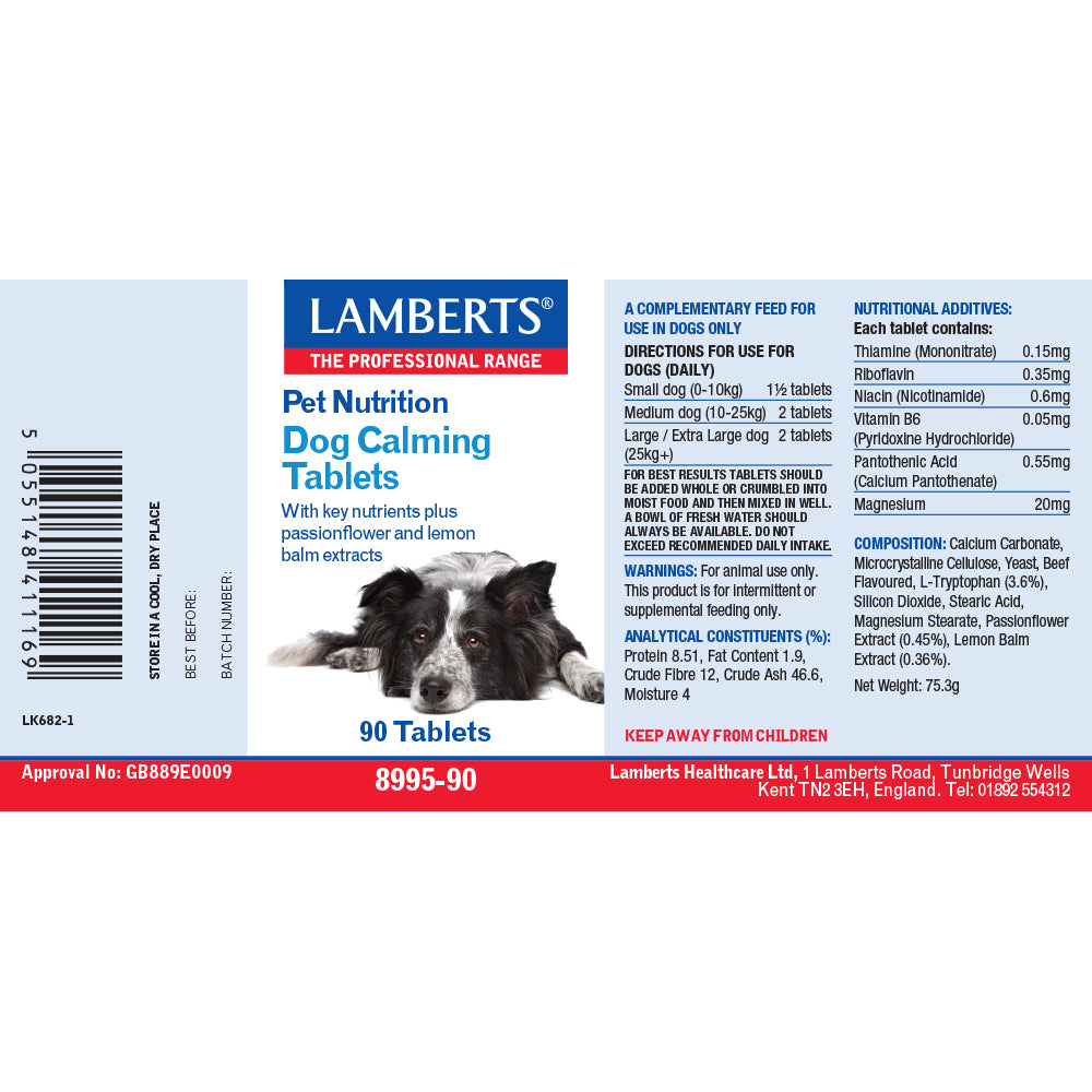 Lamberts Pet Nutrition Dog Calming Tablets 90's