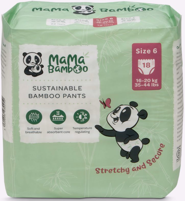 Mama Bamboo Sustainable Bamboo Pants Size 6 (16-20kg 35-44lb) 18's