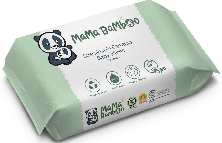 Mama Bamboo Sustainable Bamboo Baby Wipes 60 Sheets