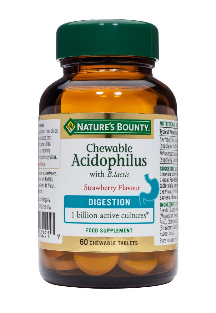 Nature's Bounty Chewable Acidophilus with B Lactis Strawberry Flavour 60's