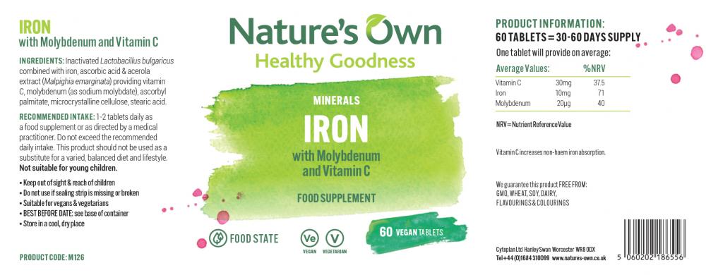 Nature's Own Iron with Molybdenum and Vitamin C 60's
