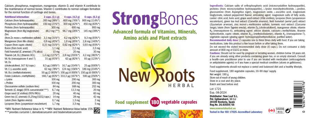 New Roots Herbal Strong Bones 180's