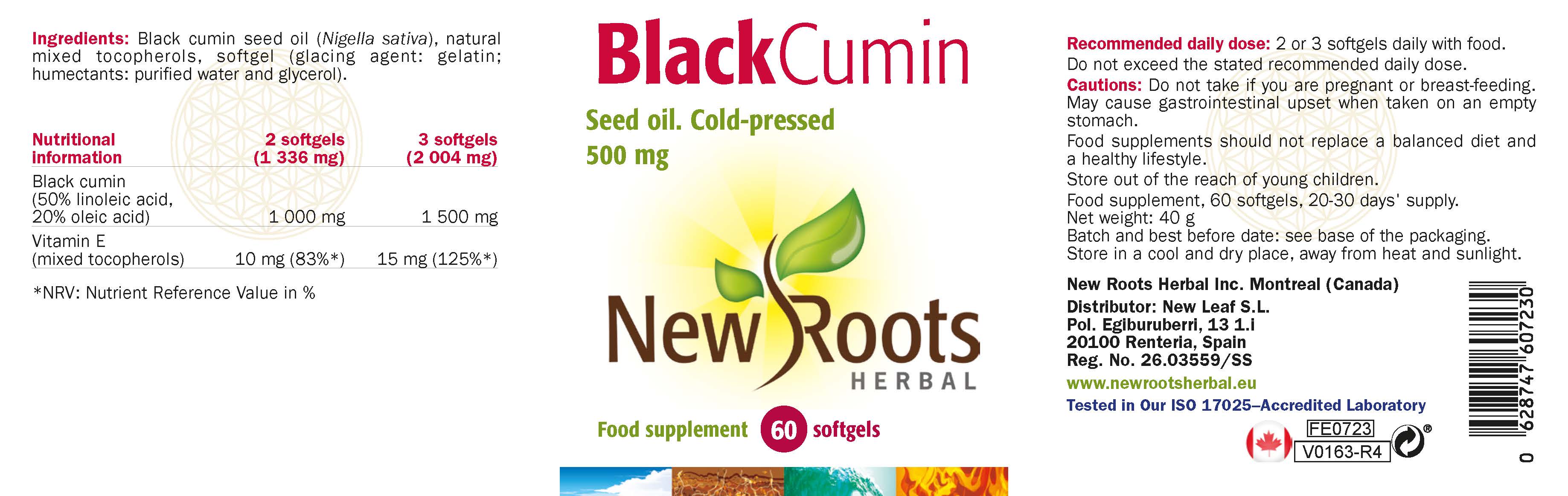 New Roots Herbal Black Cumin Seed Oil 60's