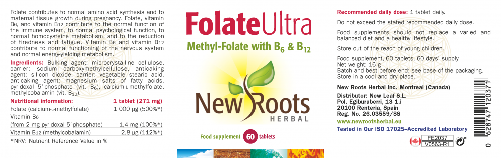New Roots Herbal Folate Ultra 60's
