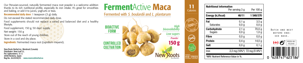 New Roots Herbal FermentActive Maca 150g