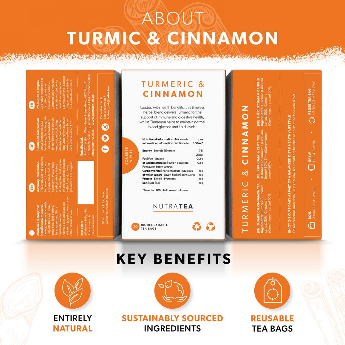 Nutratea Turmeric & Cinnamon Tea Bags 20's