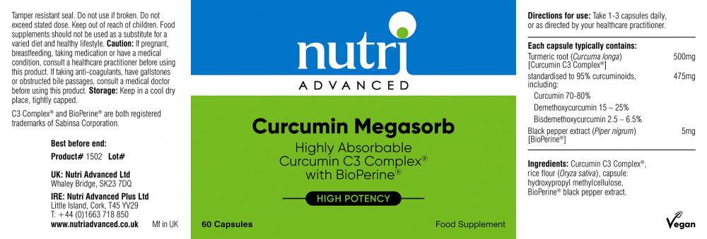 Nutri Advanced Curcumin Megasorb 60's - Approved Vitamins