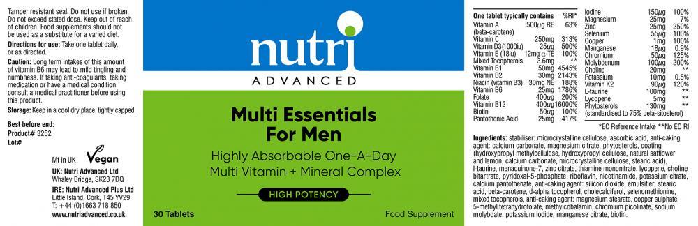 Nutri Advanced Multi Essentials For Men 30's - Approved Vitamins
