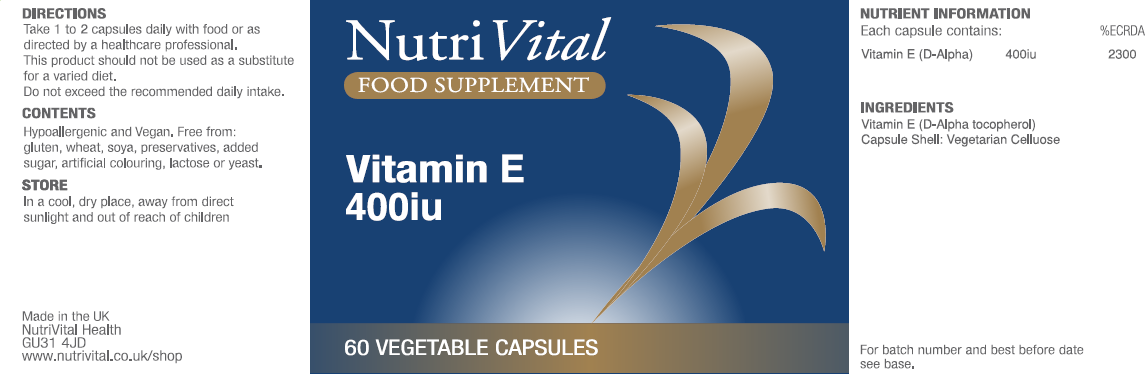 Nutrivital Vitamin E 400iu  60's