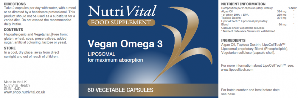 Nutrivital Vegan Omega 3 Liposomal 60's