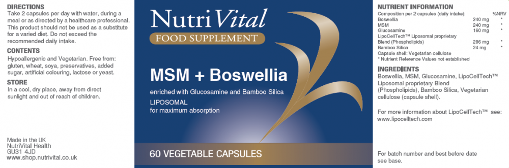 Nutrivital MSM + Boswellia Liposomal 60's