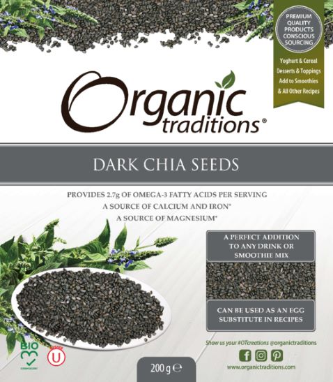 Organic Traditions Dark Chia Seeds 200g