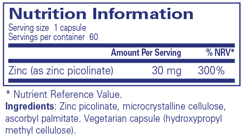 Pure Encapsulations Zinc 30 60's - Approved Vitamins