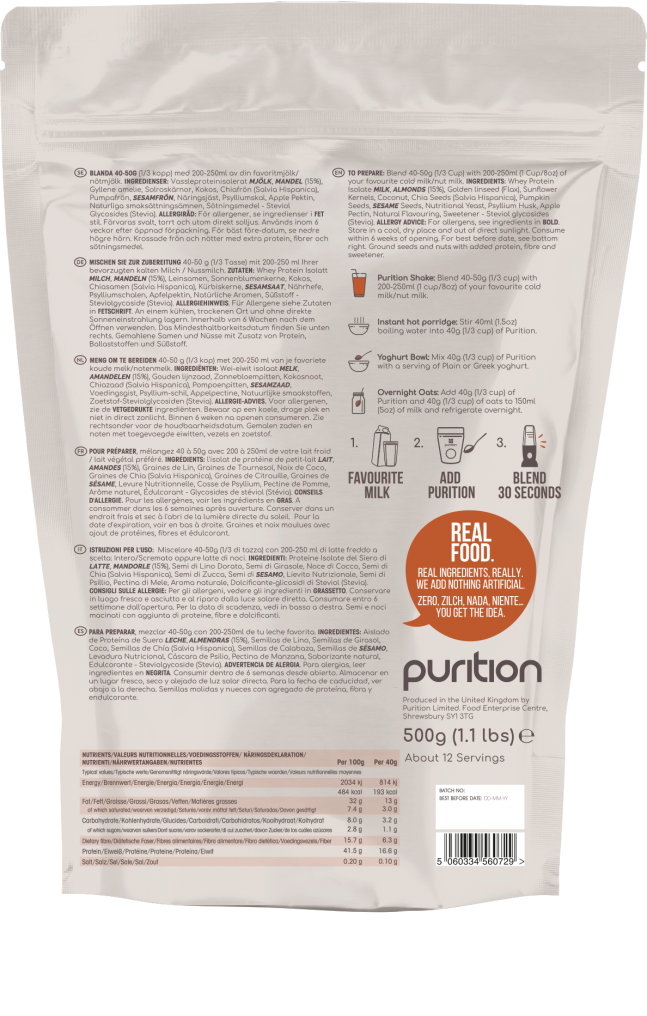 Purition Wholefood Nutrition With Almonds 500g