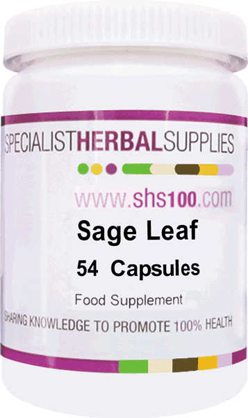 Specialist Herbal Supplies (SHS) Sage Leaf Capsules 54's (Formerly Red Sage) - Approved Vitamins