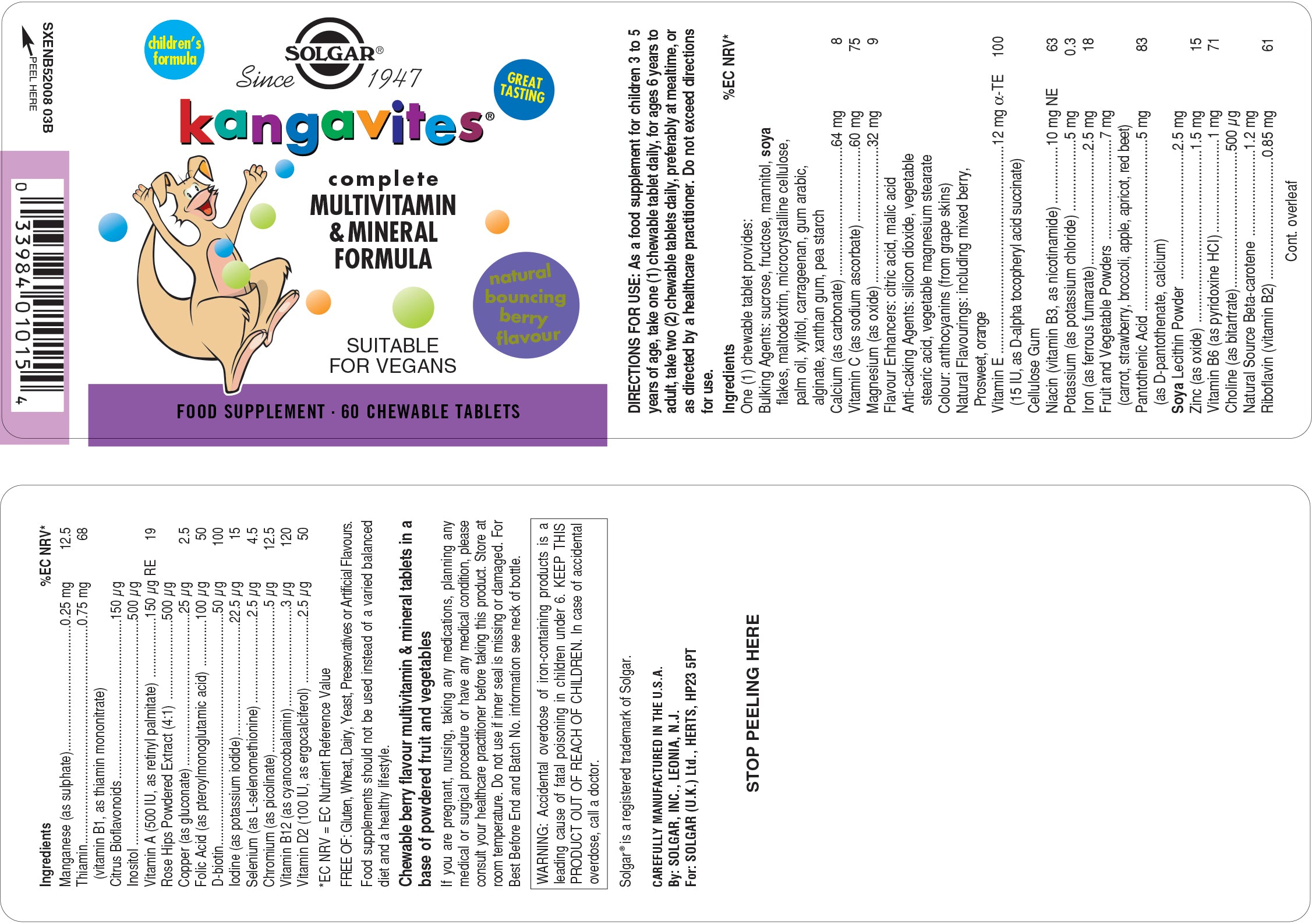 Solgar Kangavites Multivitamin & Mineral Bouncing Berry (Children's Formula)