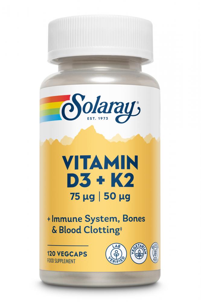 Solaray Vitamin D3 + K2 75ug 50ug 120's