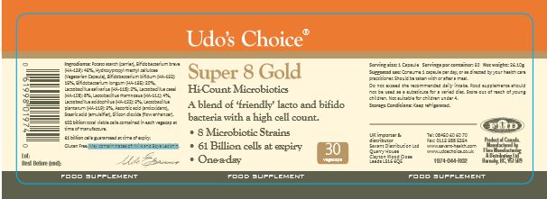 Udo's Choice Super 8 Gold Hi-Count Microbiotics 30's