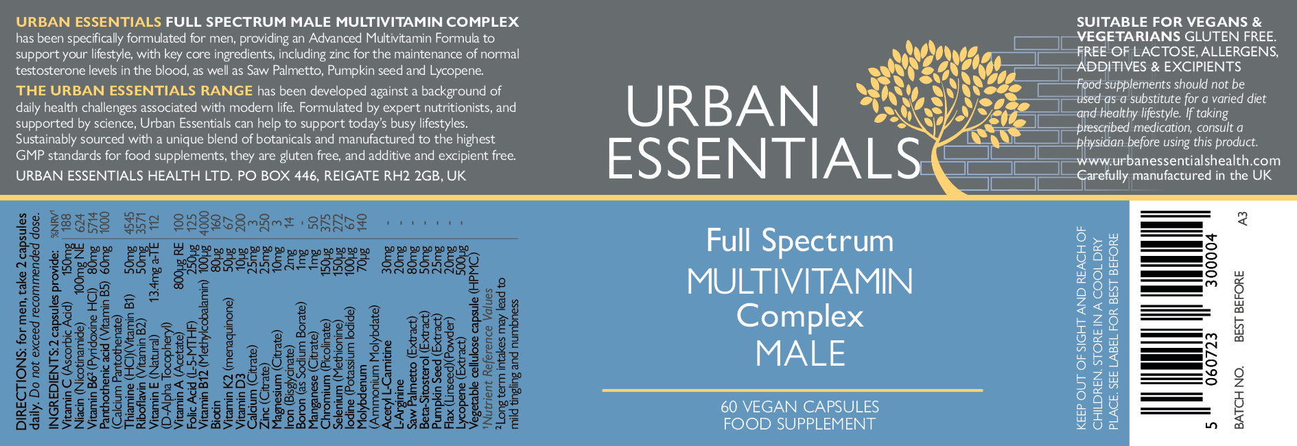 Urban Essentials Full Spectrum Multivitamin Complex Male 60's